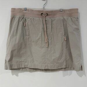 Drawstring Khaki Mini Skirt (Skort with built in shorts underneath)
